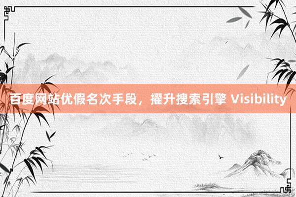 百度网站优假名次手段，擢升搜索引擎 Visibility
